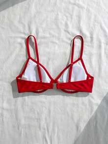 Swim Mod 26SS Spring/Summer Vacation Beach Black Underwire Push-Up Cute Sweet Swimsuit Top - Red - View 2