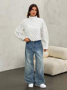 SHEIN Tall 女款數位波點長袖前拉鍊休閒夾克 - 彩色 - 查看 4