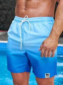 Manfinity KASUA Men's Drawstring Waist Gradient Color Casual Vacation Beach Shorts - Blue - View 6