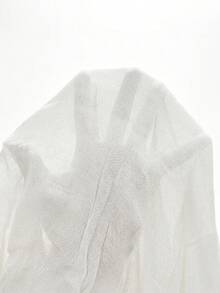 Swim Vcay 女款純色前綁帶式罩衫洋裝，度假穿搭 - 白色 - 查看 7