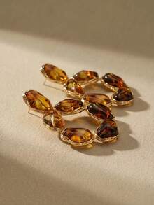 Arave 1 par de pendientes de aro únicos y vintage con perlas barrocas asimétricas, pendientes de metal con bordes de lujo para mujeres, adecuados para fiestas, citas, galas nocturnas, sesiones de fotos - Amarillo dorado + carey - Ver 3