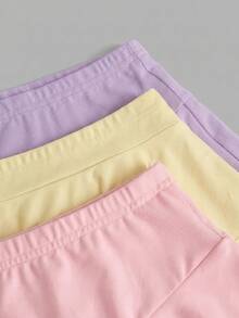 SHEIN Girlism Tween女孩 買1件送2件 針織純色洋裝短褲 運動休閒風 返校季 網球風 夏季 黑色 棕色 白色 - 彩色 - 查看 3