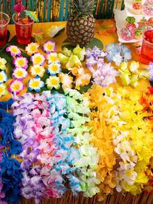 40/45 pezzi di ghirlande di fiori hawaiani, ghirlande di fiori in stile tropicale hawaiano, ghirlande di fiori hawaiani riutilizzabili per decorazioni di feste, bomboniere a tema fiori hawaiani, adatte per feste in spiaggia, compleanni, luau hawaiani e decorazioni, matrimoni festivi - Multicolore - Visualizzare 3
