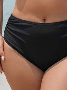 Swim Vcay Springbreak New Leopard Print Drawstring Back Design Women's Swimsuit Bottom, Summer Beach Vacation - Black - View 3