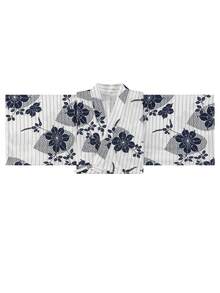 Irokai Kimono Yukata Dua Potong Tradisional Jepang untuk Wanita di Musim Panas dengan Motif Bunga (Sabuk Tidak Termasuk) - Putih - View 3