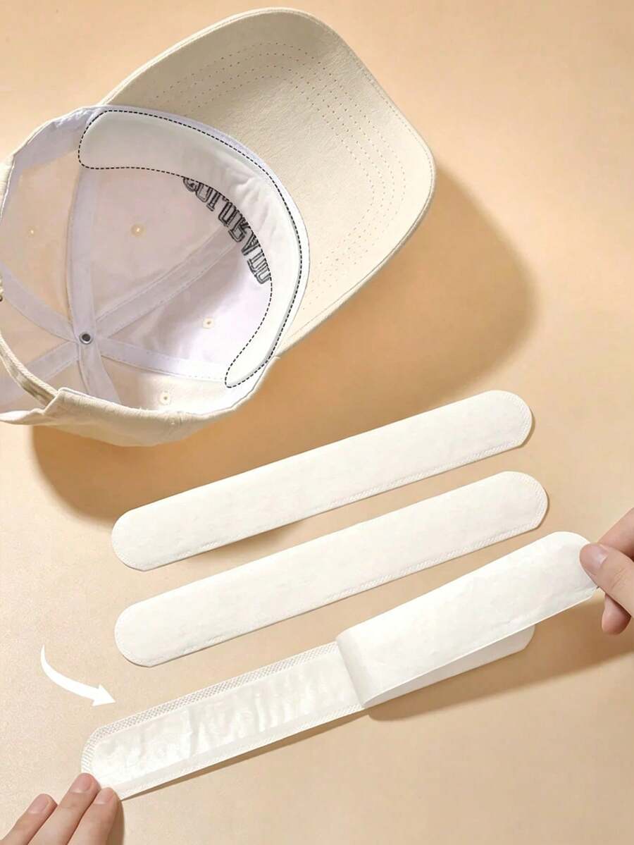 50/20/10 piezas Cinta resistente al sudor y a las manchas para el ala del sombrero, adecuada para sombreros, frente, forros de sombrero, absorbente de sudor, autoadhesiva, aislante térmico, unisex - Blanco - Ver 1