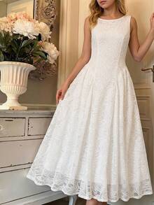 SHEIN Tween Mädchen Lässiges elegantes Mode einfarbiges weißes Spitzenkleid, vielseitig geeignet für den täglichen Gebrauch, Zeremonien, Partys, neues Mädchenkleid, Teeparty-Kleid, weißes Kleid, Sommerkleid - Weiss - Übersicht 14