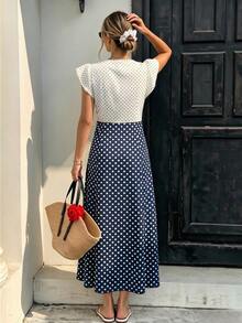 Pariaura Vestido con botones y estampado de lunares versátil y de moda para mujer - Multicolor - Ver 2