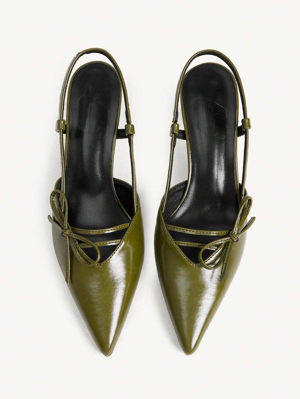 CUCCOO BIZCHIC Premium Green Bow Pointed Slingback Word With Thin Heel Women's Sandals, Party Dating Commuter Versatile Shoes