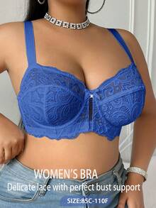 Divavoom Plus Size Lace Underwire Bra, 1pc - Blue - View 5