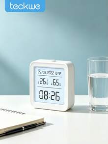 Teckwe Tuya Wifi Temperature And Humidity Sensor | Thermometer And Hygrometer, With App Remote Control, Compatible With SmartLife, Alexa Assistant Integration, Smart Home Backlight, Desktop ABS Material(The Customer Needs To Prepare Three AAA Dry Batteries Themselves.) - multicolor - View 1