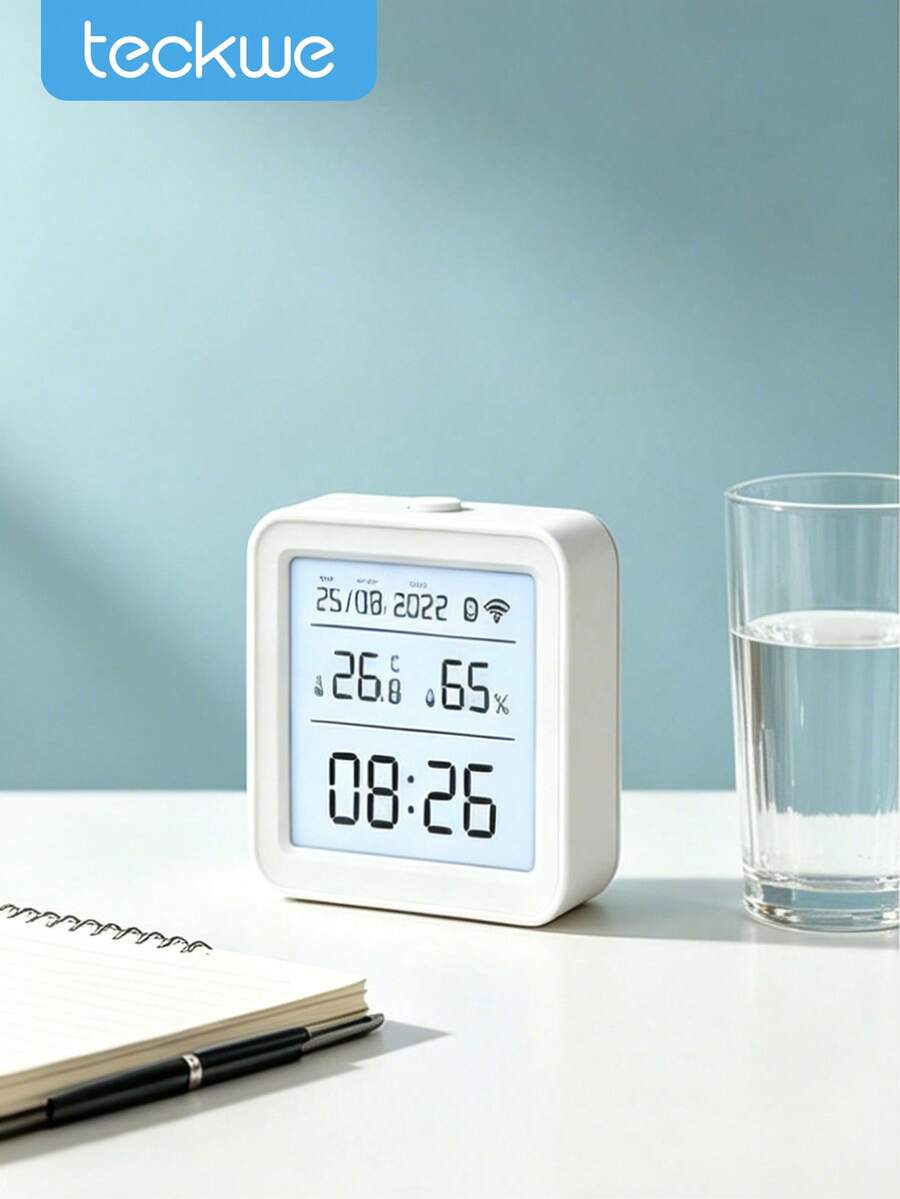 Teckwe Tuya Wifi Temperature And Humidity Sensor | Thermometer And Hygrometer, With App Remote Control, Compatible With SmartLife, Alexa Assistant Integration, Smart Home Backlight, Desktop ABS Material(The Customer Needs To Prepare Three AAA Dry Batteries Themselves.) - multicolor - View 1