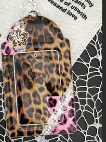 Joivida 2Pcs Leopard Print PVC Photo Card Holder, Y2K Punk Card Sleeve With Beaded Chain, Cute ID/Bus/Student Card Protector, Fashion Bag Charm & Keychain Pendant With Cute Decor, Aesthetic Card Organizer, Unique Card Case For Backpack, 2 Stylish Options: Punk Slogan & Lace Leopard Print, Ideal Gift For Photo Collectors - Multicolor - View 10