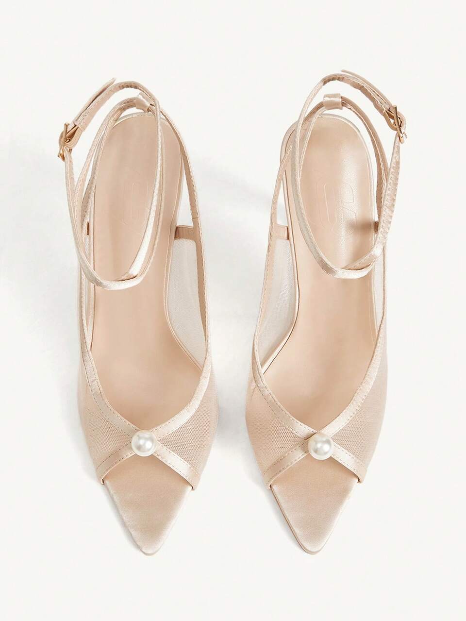 CUCCOO CHICEST Women's ShoesT Champagne Satin Satin Lace Splicing Pearl Decoration Fashion Elegance Elegant Pointed High Heel Sandals Fall Shoes