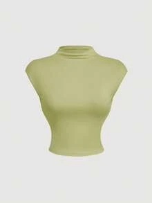 SHEIN MOD 立領修身上衣與百褶長裙套裝 - 綠色 - 查看 3