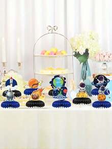 9PCS Galaxy Theme Party Decor Set Honeycomb Centerpieces Table Decorations Outer Space Alien Planet Supplies For Birthday Party Celebration Kids Adults Holiday - View 4