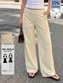 Sinnesro Women's Long Black And White Striped, High-Quality Texture, Street Style Casual, Elegant Suitable For Outings Vacation Autumn - Yellow - View 2