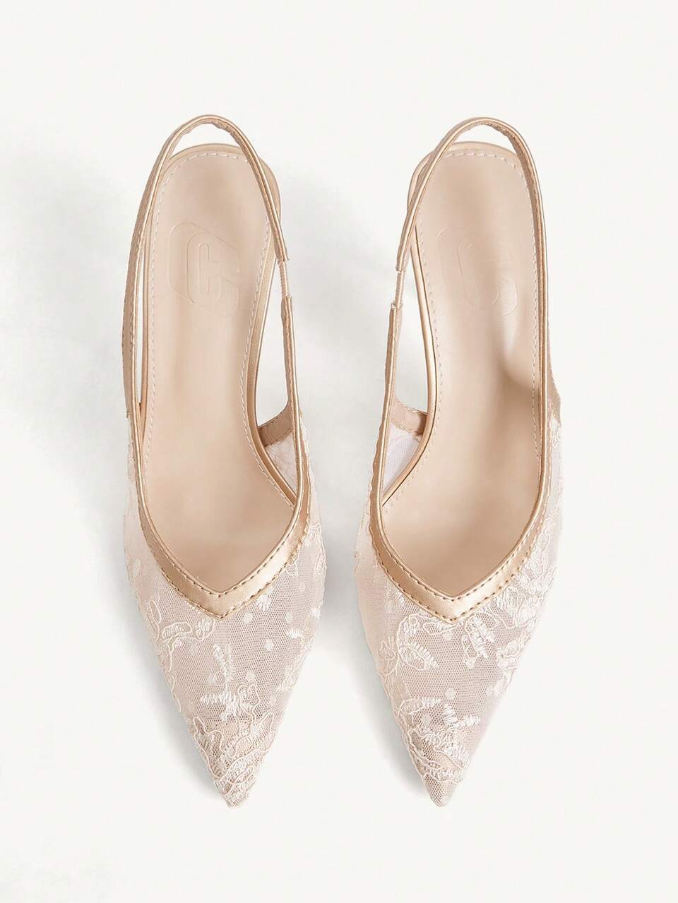 CUCCOO CHICEST Women Shoes New Pointed Stiletto Champagne Lace Mesh Back Strap Women's High Heel Shoes Fashion Simple Sexy Elegant Banquet Slingback Shoes Party Women's Shoes