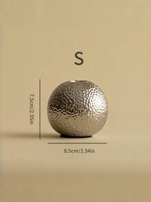 1 Pc Nordic Modern Minimalist Silver Plated Hammered Round Ball Ceramic Hydroponic Vase, Creative Desk Table Centerpiece Decor For Living Room TV Cabinet Office Home Display - 1PC - View 7
