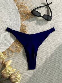 Swim Basics Bottom de bikini sexy de unicolor para mujer - Azul Marino - Ver 6