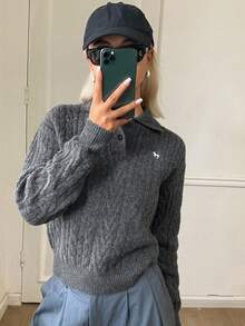 DAZY Autumn/Winter Casual Versatile Solid Color Sweater - Grey - View 4