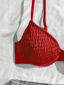 Swim Mod 26SS Spring/Summer Vacation Beach Black Underwire Push-Up Cute Sweet Swimsuit Top - Red - View 4