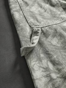 ROMWE MEN Goth Celana Pendek Denim Pria Model Lurus Longgar Kasual dengan Motif Tanaman yang Dicuci - Aprikot - View 6