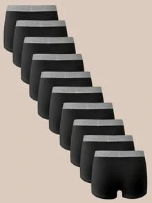 EverLounge 10pcs Men's Boxer Briefs Set - Black - View 2