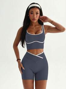 Dewbera Dewbera Women's Seamless Sports Set, Spring/Summer - Grey - View 4