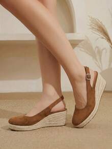Styleloop Sepatu Wedges & Platform Wanita, Gaya Bohemian, Liburan Pantai, Nuansa Barat, Pakaian Musim Panas, Perlengkapan Perjalanan - Rust Brown - View 7