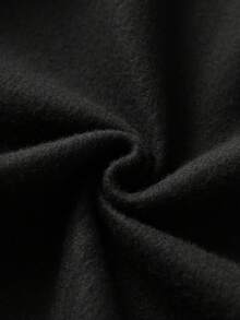 ROMWE MEN Goth 男士抽象肖像與十字星印花毛絨帽，寬鬆衛衣 - 黑色 - 查看 3