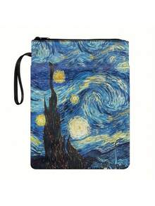 1PC Durable Canvas Book Cover For Hardback Books Waterproof Scratch Resistant Adjustable Fit Van Gogh Starry Night Art Print Vintage Aesthetic Protective Book Sleeve For Students Book Lovers College School Office Daily Use Trending Gift For Art Fans - multicolor - View 5