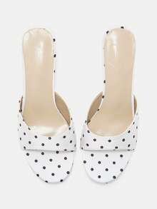 CUCCOO CURVES Wide Fit Women's Black Classic Mule Flats, Comfortable Low Heel Sandals Suitable For Commuting, Dates, Gatherings, Vacations, Parties, And Various Occasions - White black dots - View 11