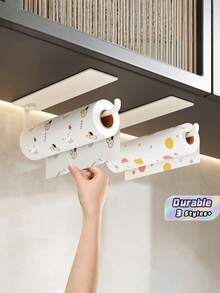 1 Punch-Free Wall-Mounted Kitchen Tissue Holder, Punch-Free Roll Paper Storage Rack, Kitchen Tissue Wrap Towel Storage Rack. - Multicolor - View 1