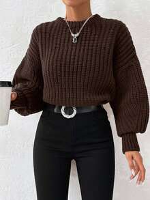 SHEIN Tall بنطلون بخصر كيس ورقي وعقدة أمامية وساق واسعة، للنساء الطويلات - بني - مشاهدة 1