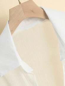 INAWLY New Bat Wing Short Casual Chiffon Shawl Solid Color Blouse For Women ,Petite Women - White - View 5