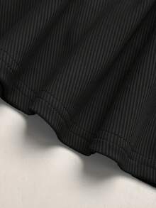 SHEIN Girlism 青少年女孩夏季新款藍色純色短袖T恤與防走光裙套裝 - 黑色 - 查看 7