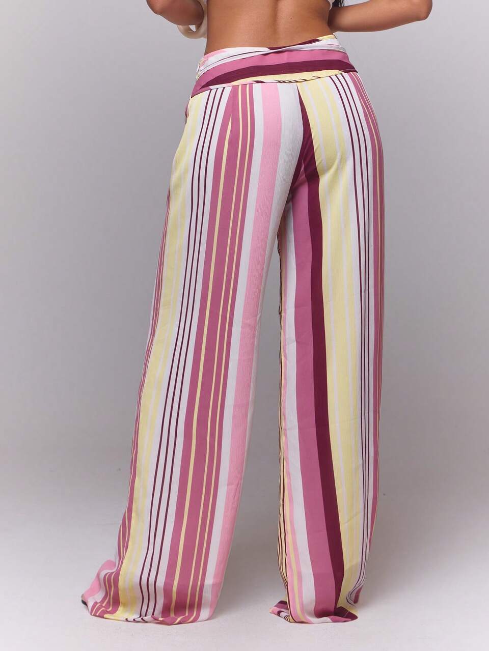 Thick Tie Waistband Wide Leg Striped Trouser Summer Spring Sexy Cute Holiday Vacation Going Out Occasion Ibiza Elegant Sunset Ties Party