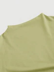SHEIN MOD 立領修身上衣與百褶長裙套裝 - 綠色 - 查看 7