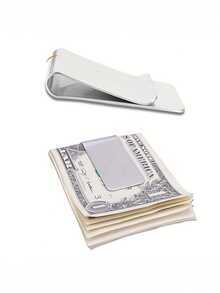 1PC Slim Stainless Steel Silver Minimalist Money Clip Credit Card Holder Wallet Durable Rustproof Anti Scratch For Men Business Travel Everyday Carry Gift Idea - Multicolor - View 3