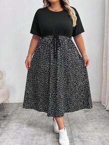 SHEIN CURVE+ 大尺碼女裝時尚休閒波希米亞風，適合工作、度假、商務穿著，2026秋冬 22W - 黑色 - 查看 4