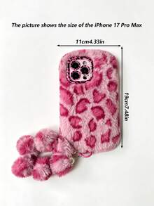 1pc Personalized Leopard‑Print Fluffy Bracelet Phone Case With Lens Bracket, Warm Autumn‑Winter Style, Compatible With IPhone 17 Pro Max/16 Pro/15/14/13/12/11 - Multicolor - View 3