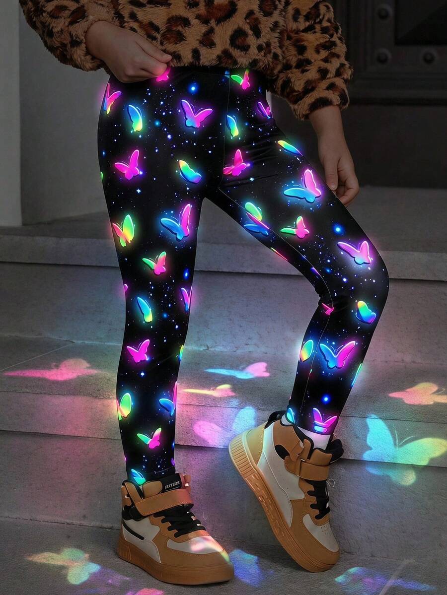 SHEIN 少女 Young Girl 印花時尚秋冬緊身褲
