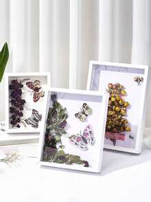 1 DIY Openwork Dried Flower Picture Frame (Does Not Include Any Accessories); Can Be Used As A Display Stand, A 3D Handmade Frame For Preserving Preserved Flowers, A Tissue Box, Or A Wall Decoration Featuring Roses - Multicolor - View 2