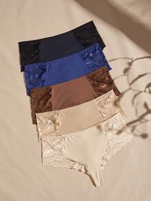 Lullawish Serie Charm Tanga con Patchwork de Encaje 5 piezas/Paquete - Multicolor - Ver 4
