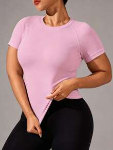 Velisys Velisys Women's Plus Size Solid Color Short Sleeve Fitted Sports T-Shirt - Multicolor - View 5