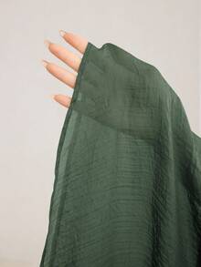 Veilorie Vestido elegante de cuello alto de 3/4 de manga con cintura fruncida, versátil y encantador - Verde militar - Ver 9