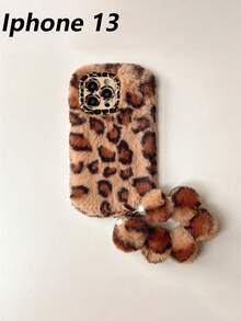 1pc Personalized Leopard‑Print Fluffy Bracelet Phone Case With Lens Bracket, Warm Autumn‑Winter Style, Compatible With IPhone 17 Pro Max/16 Pro/15/14/13/12/11 - Multicolor - View 42