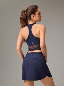 OutZeal Women Outdoor Tank Hiking Camping Gym Breathable Mesh Panel Cropped Non-Sleeve T-Shirt Summer - Navy Blue - View 6
