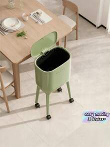 1PC Large Capacity Big Size No Bend High Foot Stand Movable With Wheels Luxury Elegant Design Modern Pattern Trash Can Garbage Bin For Kitchen Living Room Home Office Modern Home Decor Waste Management - Multicolor - View 1